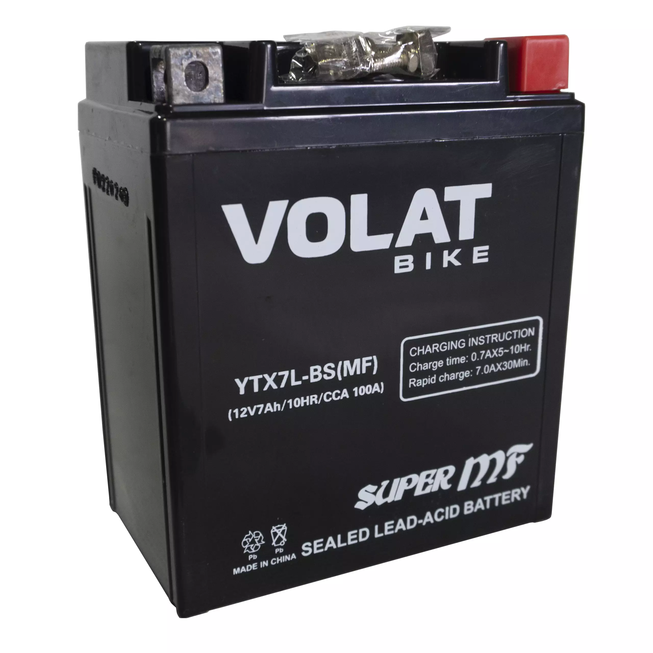 Аккумулятор мотоциклетный Volat 7Ah 100А YTX7L-BS ОП (MF) R+ (113x70x131)