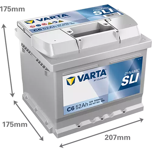 Аккумулятор автомобильный Varta Dynamic SLI C6 6СТ-52 Ач обр.LB1