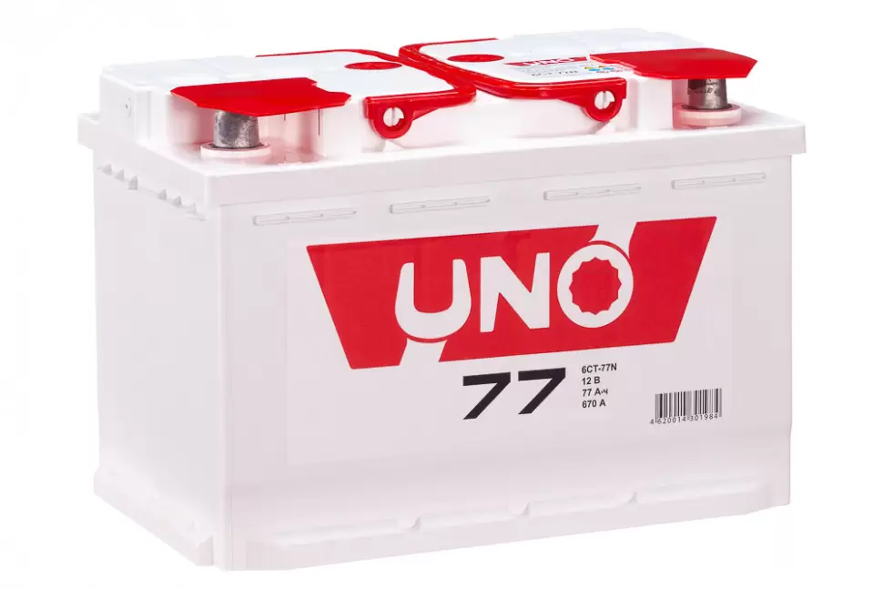 Аккумулятор автомобильный UNO 6СТ-77N 77Ач 670А пп (арт.577111010)