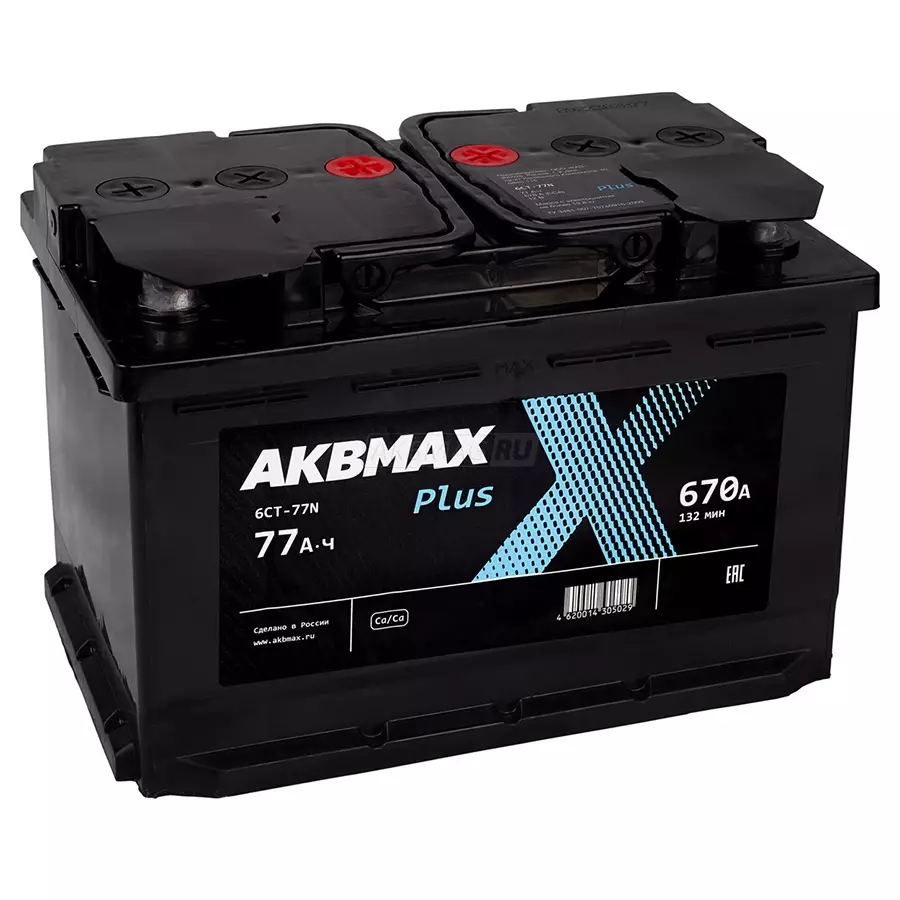 Аккумулятор автомобильный AKBMAX PLUS 77R 670A ОП (276x175x190) 77 Ач