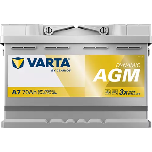 Аккумулятор автомобильный Varta Dynamic AGM A7 6СТ-70 Ач обр.