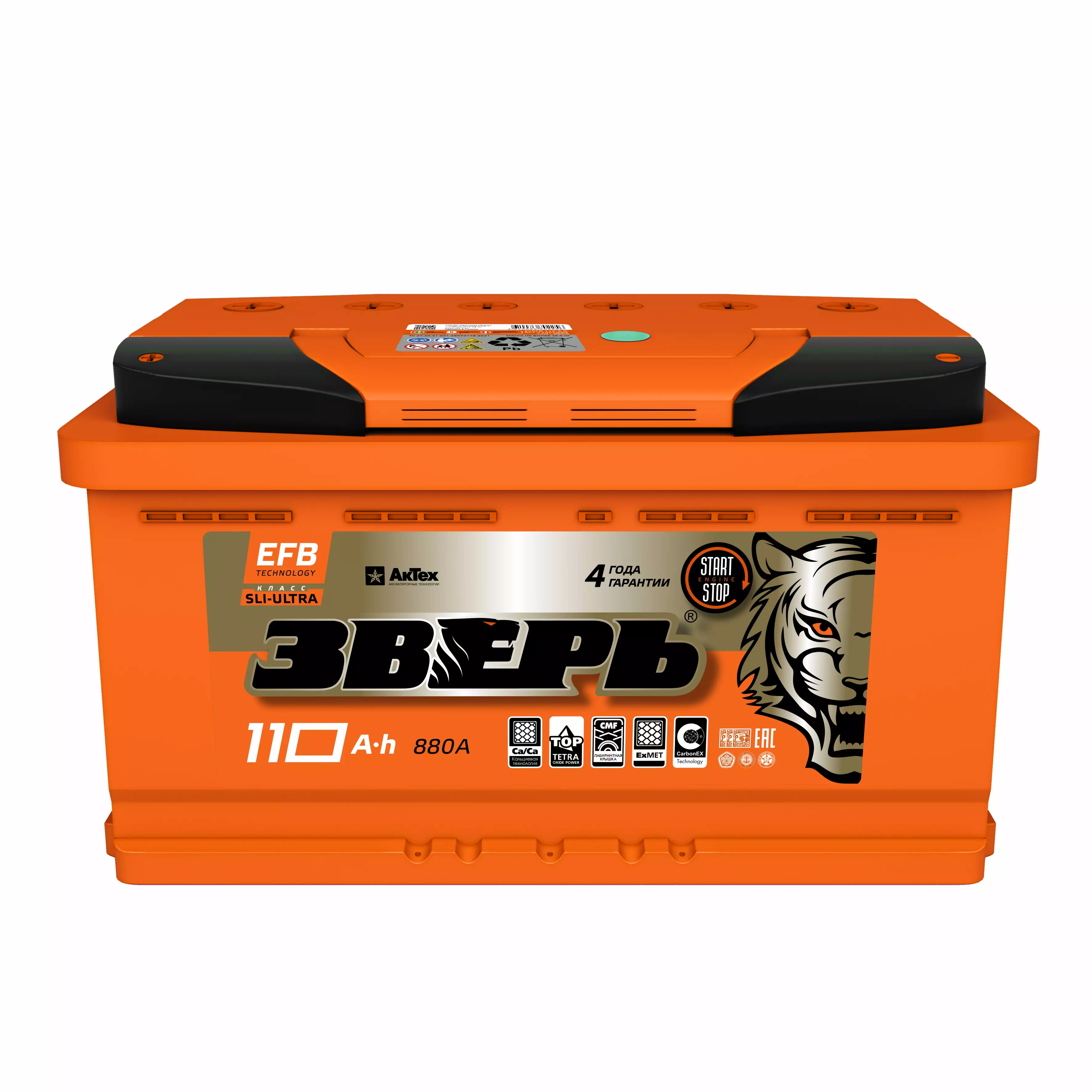 Аккумулятор автомобильный ЗВЕРЬ EFB 110.1 880A ПП (353x175x190) L5