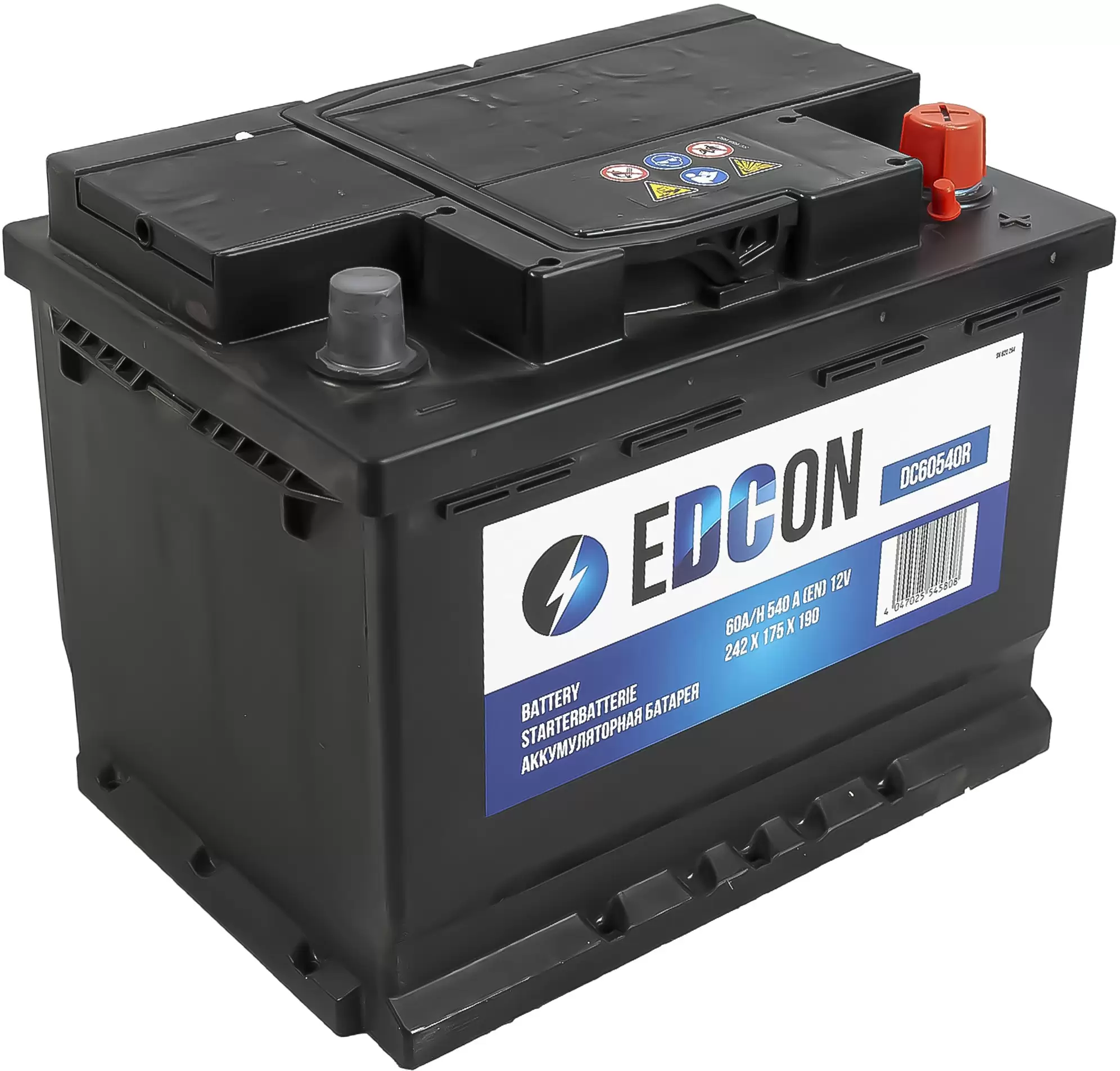 Аккумулятор автомобильный EDCON 60Ah 540A ОП (242х175х190) L2