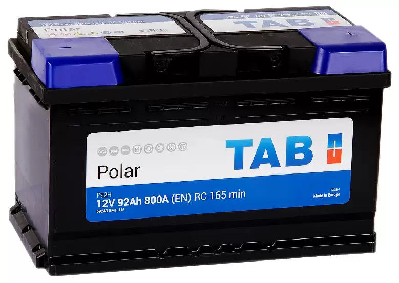 Аккумулятор автомобильный TAB Polar 59220SMF 6СТ-92 Ач обр. (низкий)