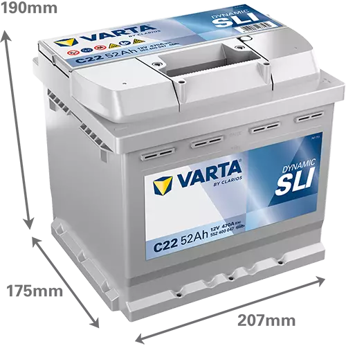 Аккумулятор автомобильный Varta Dynamic SLI C22 6СТ-52 Ач обр.