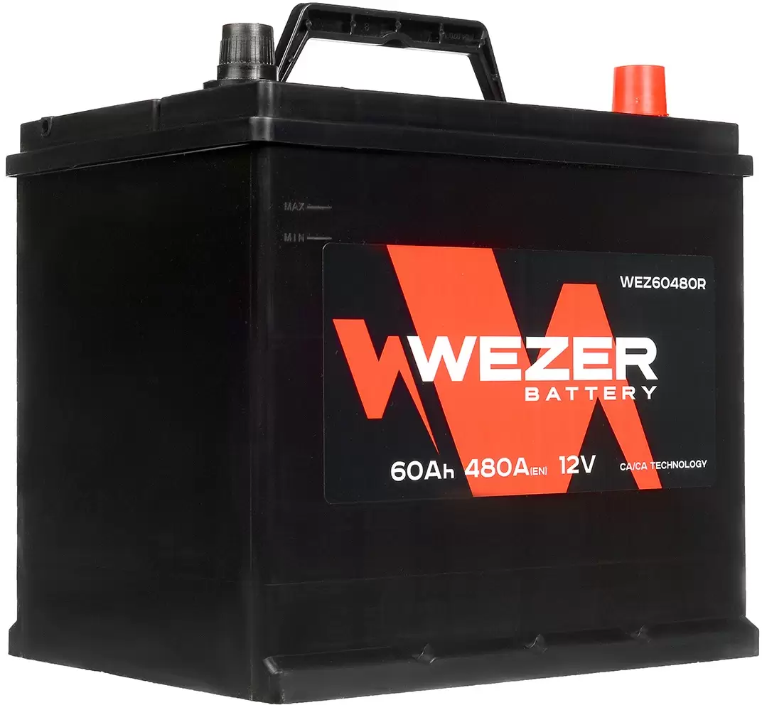 Аккумулятор автомобильный WEZER 60 Ah 480 A ОП (230X179X225) D23L