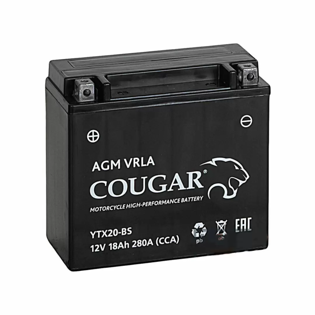 Аккумулятор мотоциклетный COUGAR AGM VRLA  YTX18L-BS 20 Ач