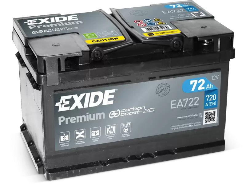Аккумулятор автомобильный Exide Premium EA 722 6СТ-72 Ач обр. (низкий)