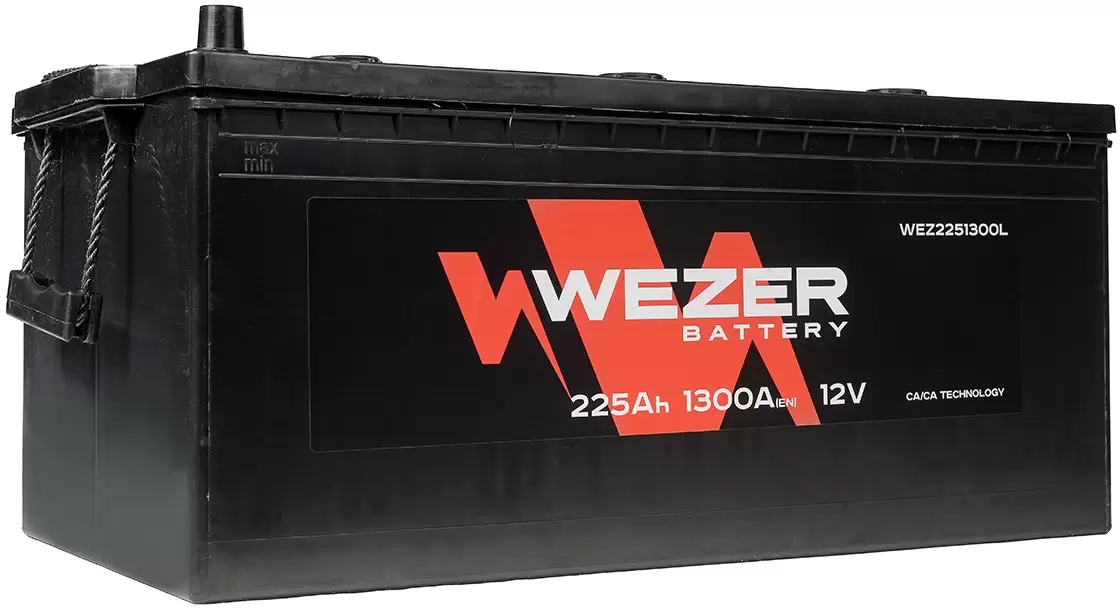 Аккумулятор автомобильный WEZER 225 Ah 1300 A ОП (518x276x242) D5