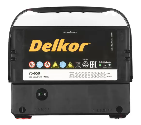Аккумулятор автомобильный DELKOR 75-650 6СТ-75 Ач боковые клеммы